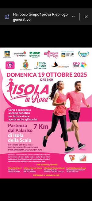 Isola in Rosa: corsa e camminata a scopo benefico