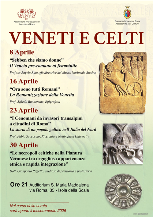 Conferenze di archeologia 2026: Veneti e Celti