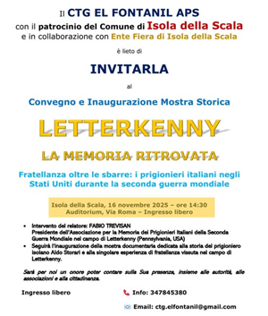 Convegno e Mostra dal titolo: Letterkenny – La memoria ritrovata