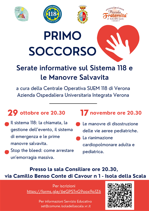 PRIMO SOCCORSO Serate informative sul Sistema 118 e le Manovre Salvavita